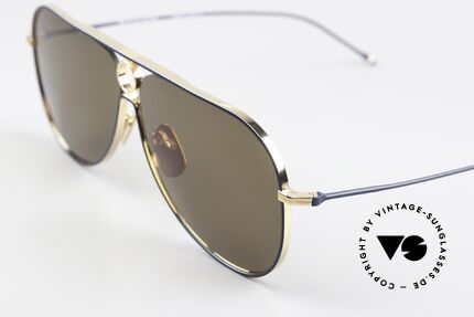 Thom Browne TBS115 Aviator Sonnenbrille XXL, entspiegelte Sonnengläser in Braun-Tönung, 100% UV, Passend für Herren