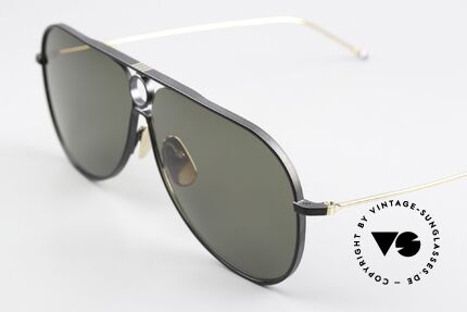 Thom Browne TBS115 XXL Aviator Sonnenbrille, entspiegelte Sonnengläser in Grün-Tönung, 100% UV, Passend für Herren