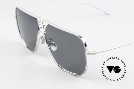 Thom Browne TBS114 Herren Sonnenbrille Eckig XL, entspiegelte Sonnengläser in Grau-Tönung, 100% UV, Passend für Herren