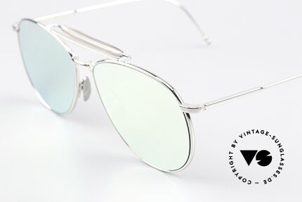Thom Browne TB015 XL Aviator Silber Verspiegelt, silber-verspiegelte Sonnengläser für 100% UV Schutz, Passend für Herren