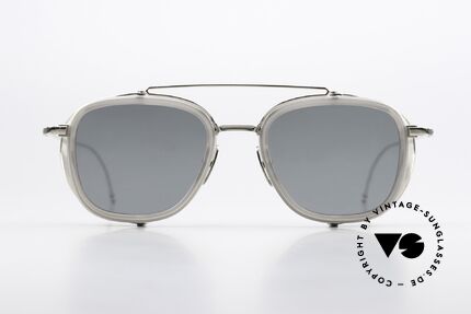 Thom Browne TB808 Glas Leicht Silber Verspiegelt, Titanium-Fassung mit Seitenblenden, Größe 51-21, Passend für Herren