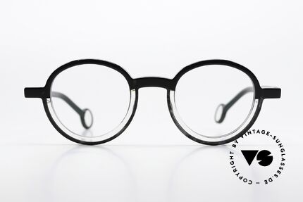 Theo Belgium Balancoire Azetat Brille Rund Unisex, Balancoire, Farbcode 1 'schwarz / transparent', Passend für Herren und Damen