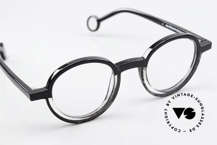 Theo Belgium Balancoire Azetat Brille Rund Unisex, Fassung ist beliebig verglasbar (auch Gleitsicht), Passend für Herren und Damen