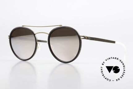 Mykita Mylon Hay Sonnenbrille Verspiegelt Panto, c. 307: Ebony Brown / Champagne Gold Flash, Passend für Herren und Damen