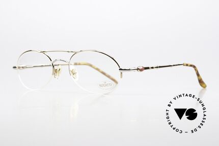 Bugatti 10594 90er Brille Mit Nylor Faden, sehr edle Fassung: VERGOLDET & Ruthenium, Passend für Herren