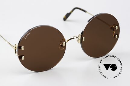Cartier C-Decor Rimless Feminine Oversize Round, markante C-Decor Bügelscharniere und eckige Nieten, Passend für Damen