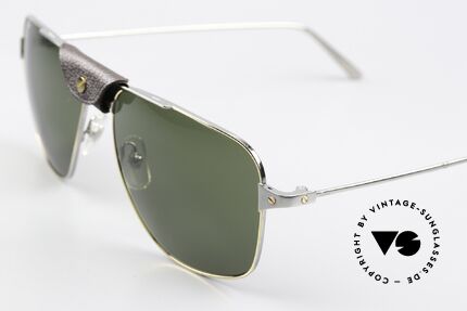 Cartier Santos De Cartier Aviatorbrille Ruthenium, Ruthenium Lackierung & grüne Sonnengläser, Passend für Herren