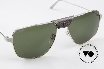 Cartier Santos De Cartier Aviatorbrille Ruthenium, TOP-Qualität; Größe 59/16 135, Aviator-Style, Passend für Herren