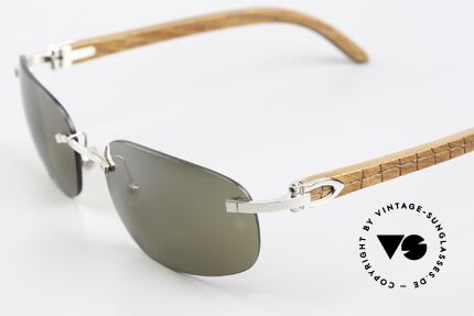 Cartier Spano Luxus Sonnenbrille Aus Holz, ungetragen, in Größe 60-18 und mit Platin-Legierung, Passend für Herren