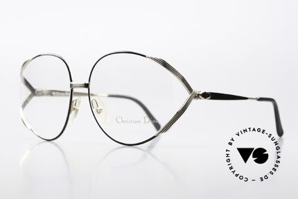 Christian Dior 2387 Oversized Design 80er Brille, vergoldeter Metallrahmen mit Akzenten in schwarz, Passend für Damen