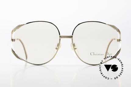 Christian Dior 2387 Vergoldet Pfirsichfarben 80s, feminines elegantes Design mit großen XL Gläsern, Passend für Damen