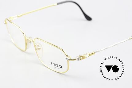 Fred Jersey Männer Luxusbrille 1990er, bicolore Ausführung, klassisches Design; Größe 53/19, Passend für Herren