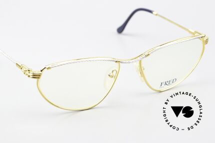 Fred Alize - M Cateye Seglerbrille 1990, bicolore Ausführung im Cateye-Design; M Größe 57/16, Passend für Damen