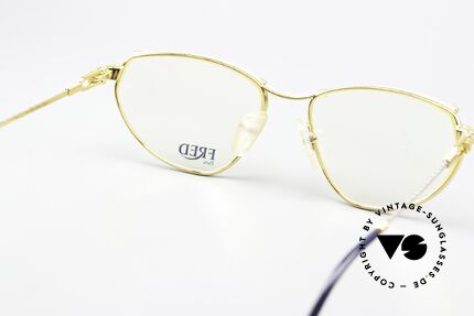 Fred Alize - M Cateye Seglerbrille 1990, mit original Fred Verpackung: Box, Lederetui, Zertifikat, Passend für Damen