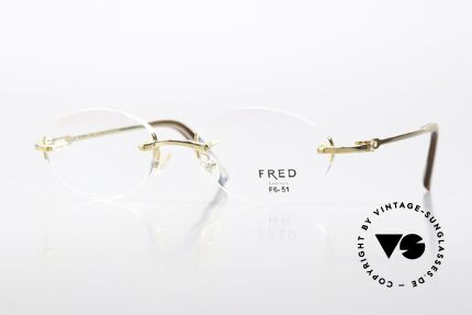Fred Prestige Zirconium Edelstein Randlosbrille 90er Details