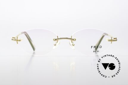 Fred Prestige Zirconium Edelstein Randlosbrille 90er, Luxus-Brillenfassung von FRED, Paris aus den 90ern, Passend für Herren und Damen