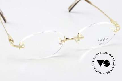Fred Prestige Zirconium Edelstein Randlosbrille 90er, Glasform ist beliebig änderbar (somit eine Unisexbrille), Passend für Herren und Damen