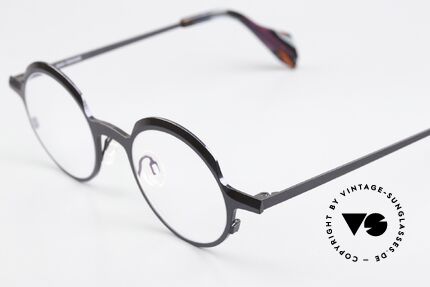 Theo Belgium Brilliant Runde Designerbrille Unisex, Größe 45-20; col. 506 (dunkelblau / dunkelgrau), Passend für Herren und Damen