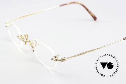 Matsuda 2865 90er Vintage Brille Randlos, komplette Front ist mit aufwändigen Gravuren verziert, Passend für Herren und Damen