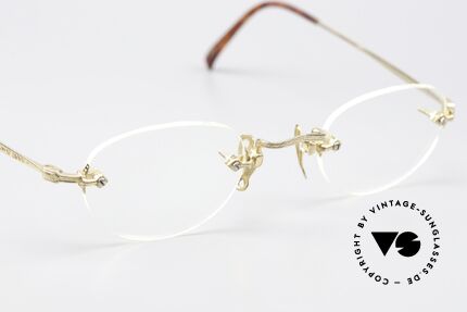 Matsuda 2865 90er Vintage Brille Randlos, ungetragenes EINZELSTÜCK, vergoldet in Größe 47-26, Passend für Herren und Damen