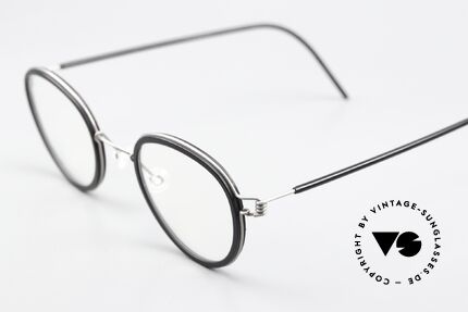Lindberg Jackie 44 Air Titan Rim Bügel Mit Azetat Überzug, titan-schwarze Fassung mit Azetat-Cover, col. K24M/10, Passend für Herren und Damen