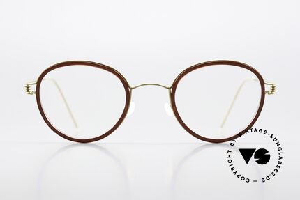 Lindberg Jackie 46 Air Titan Rim Damenbrille Weinrot Gold, Panto-Modell Jackie, in Größe 46-24, Bügellänge 145mm, Passend für Damen