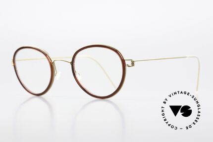 Lindberg Jackie 46 Air Titan Rim Damenbrille Weinrot Gold, markant veredelte Air Titanium Version mit Azetat-Rand, Passend für Damen