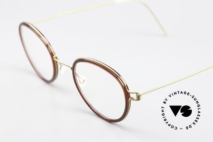 Lindberg Jackie 46 Air Titan Rim Damenbrille Weinrot Gold, goldene Titanium-Fassung mit Inner-Rand in 'Weinrot', Passend für Damen