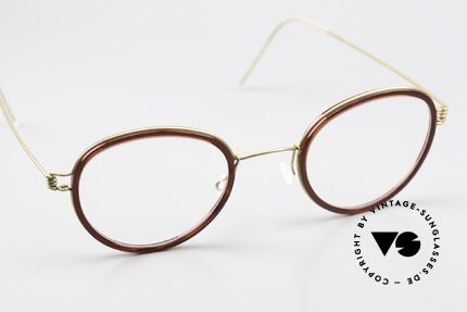 Lindberg Jackie 46 Air Titan Rim Damenbrille Weinrot Gold, ungetragenes Designerstück + orig. Lindberg Magnet-Etui, Passend für Damen