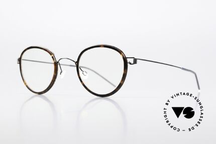 Lindberg Jackie 44 Air Titan Rim Pantobrille Schildpatt Schwarz, markant veredelte Air Titanium Version mit Azetat-Rand, Passend für Herren und Damen