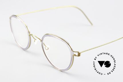 Lindberg Jackie 44 Air Titan Rim Gold & Violett Transluzent, goldene Fassung mit Inner-Rand in "violett transluzent", Passend für Damen