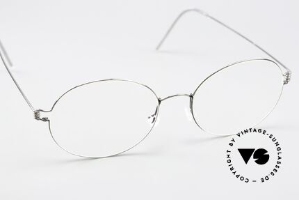 Lindberg Florence Air Titan Rim Brille Rund Oval Silber Grau, ungetragenes Designerstück + orig. Lindberg Magnet-Etui, Passend für Herren