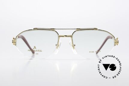 Machiavelli 24-20 Alte 80er Brille Platin & Gold, Kollektion benannt nach dem italienischen Philosophen, Passend für Herren
