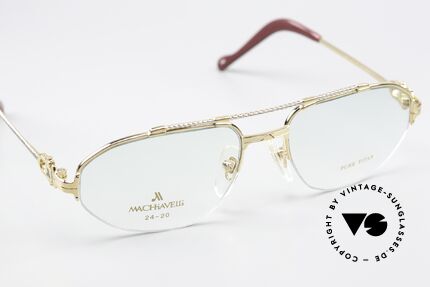 Machiavelli 24-20 Alte 80er Brille Platin & Gold, halb rahmenlos (Nylor-Brille) & entspechend komfortabel, Passend für Herren