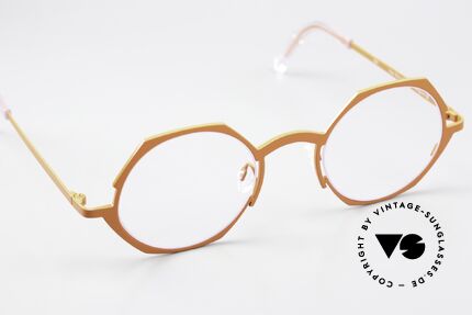 Theo Belgium Wave Pure Titanium Brille Orange, ungetragen (wie alle unsere vintage Theo Brillen), Passend für Damen