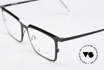 Theo Belgium Barion Eckige Titanium Brille Large, Größe 55-16; in color 367 (schwarz / dunkelgrau), Passend für Herren und Damen
