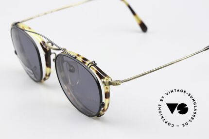 Giorgio Armani 318 Panto Brille Mit Sonnenclip, zudem mit schwarzem Sonnen-Clip (100% UV Schutz), Passend für Herren
