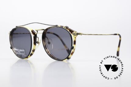 Giorgio Armani 318 Panto Brille Mit Sonnenclip, Front in Schildpatt-Optik mit edlen Messing Bügeln, Passend für Herren
