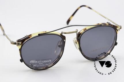 Giorgio Armani 318 Panto Brille Mit Sonnenclip, ungetragen (wie all unsere 90er J. Design-Klassiker), Passend für Herren