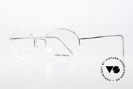 Giorgio Armani 27 Runde 90er Nylor Fassung, zeitlos, oval und silber-glänzend (eine Unisexbrille), Passend für Herren und Damen