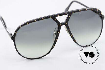 Alpina M1 1980er Sammlersonnenbrille, schwarz mit schwarzer Blende & goldenen Schrauben, Passend für Herren und Damen