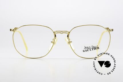 Jean Paul Gaultier 55-2173 Vintage Brille 90er Vergoldet, edler, vergoldeter Rahmen mit original DEMO-Gläsern, Passend für Herren und Damen