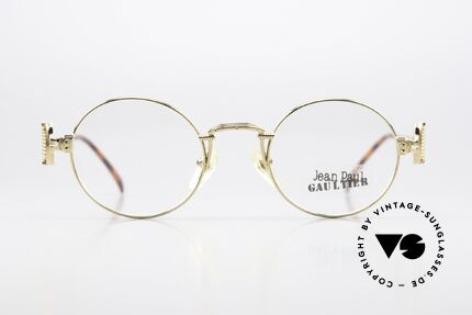Jean Paul Gaultier 55-5106 90s Designerbrille Vergoldet, vergoldetes (GOLD-PLATED) Gestell mit tollen Details, Passend für Herren und Damen