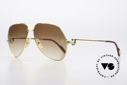 Cartier Vendome LC - M Originalglas Mit Cartier Logo, 22kt vergoldet mit LC-Dekor in Medium Gr. 59-14, 140, Passend für Herren