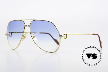 Cartier Vendome Santos - L Gläser Leicht Blau Getönt, 22kt VERGOLDETER Rahmen in LARGE Größe 62-14, 140, Passend für Herren
