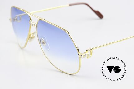 Cartier Vendome Santos - L Gläser Leicht Blau Getönt, edle, neue Sonnengläser mit leichtem 35% Blau-Verlauf, Passend für Herren