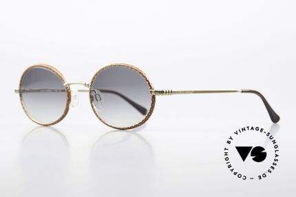 Giorgio Armani 223 90er Brille Mit Lederüberzug, Metall-Fassung & Windsor-Ringe aus braunem Leder, Passend für Herren und Damen
