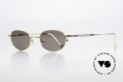 Jean Paul Gaultier 56-8103 Designer Sonnenbrille 1997, 22kt vergoldete Fassung mit Inlays in Smaragdgrün, Passend für Herren und Damen