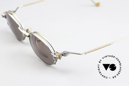 Jean Paul Gaultier 55-8106 Ovale Vintage Brille Clip-On, die komplette Fassung in antik-silber; in Größe 46-20, Passend für Herren und Damen