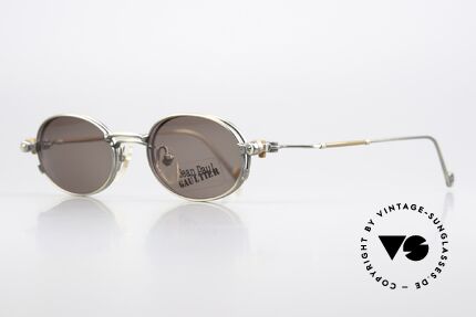 Jean Paul Gaultier 55-8106 Ovale Vintage Brille Clip-On, Top-Verarbeitung aus den späten 90ern (made in Japan), Passend für Herren und Damen